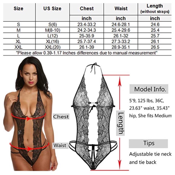 Sexy Deep V Neck Lace Lingerie Teddy - Picture 8 of 8